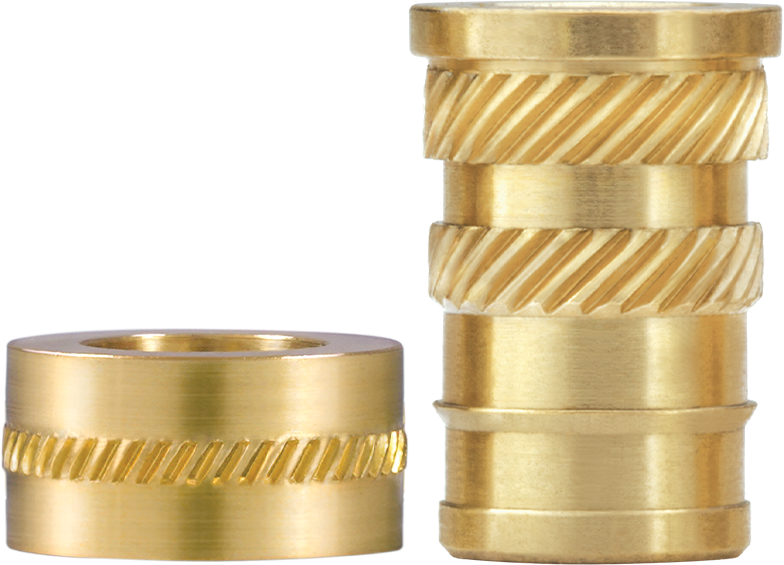 SPIROL's Messing-Compression Limiter CL8000 (links) und Gewindeeinsatz der Serie INS20 (rechts)